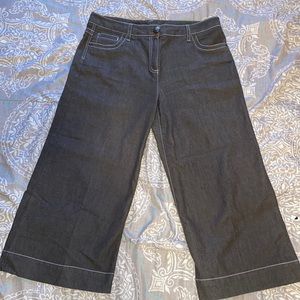 Dark Gray Wide Leg Capri Pants